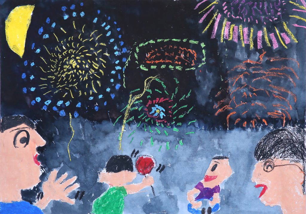 「お月様より大きい花火」嵐南小学校　２年　板垣　咲太朗